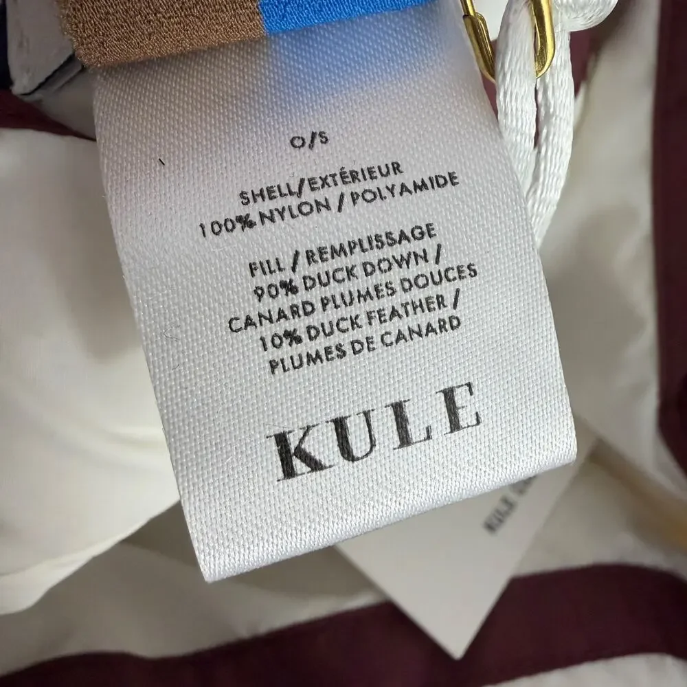 KULE Seever Down Scarf White Blue Striped Outdoors Insulated Puffer Luxury